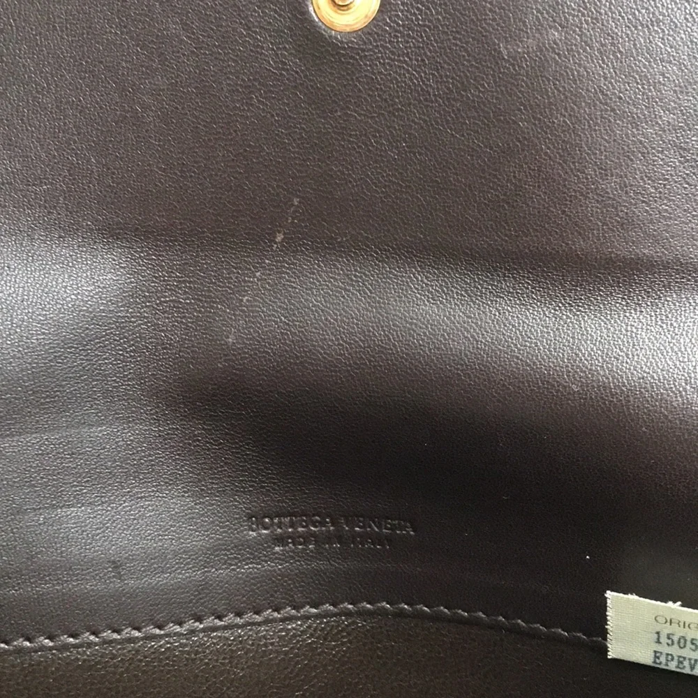 New Bottega Veneta Leather Wristlet Checkbook Wallet – Brown/Black